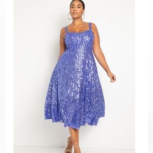 Eloquii Bustier Flare Sequin Dress 22W